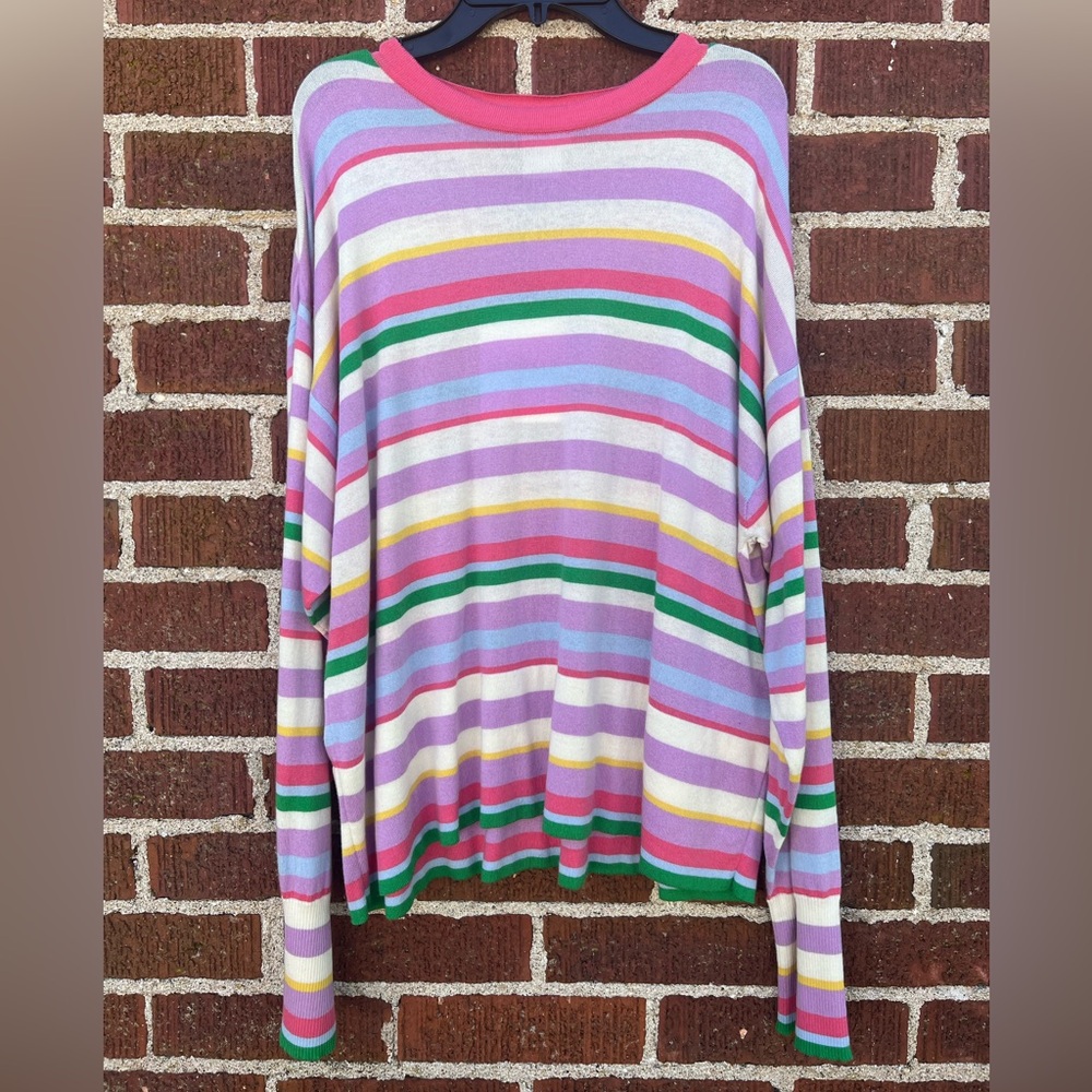 Marella Pasta Lightweight Multicolored Striped Sweater Large NWT Preppy Coastal